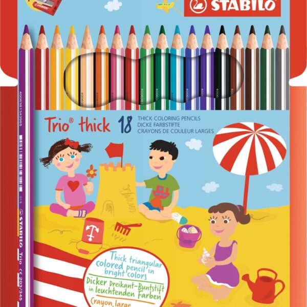 STABILO Trio dick Farbstifte 203/218 Etui, m. Spitzer 18 Stück