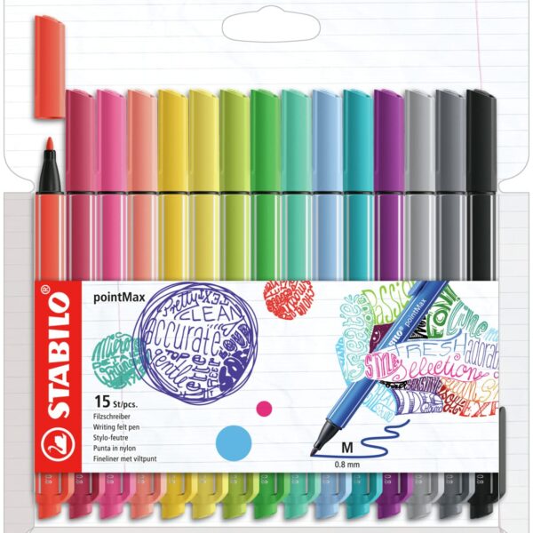 STABILO Fineliner PointMax 0.8mm 488/15-02 15 Farben assortiert