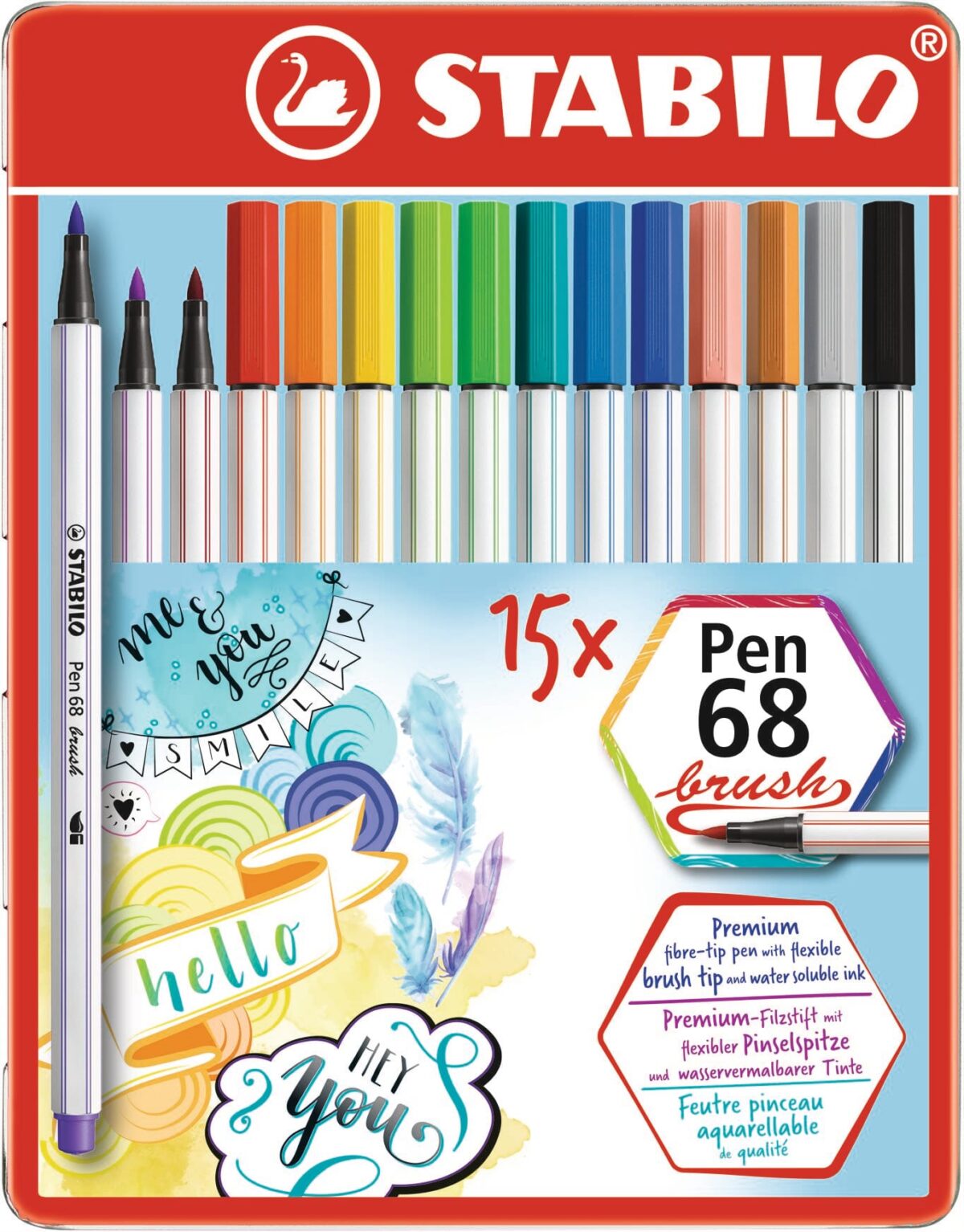 STABILO Fasermaler Pen 68 Brush 568/15-32 ass. 15 Stück Metalletui – Hochwertig & günstig bei ShopDeca