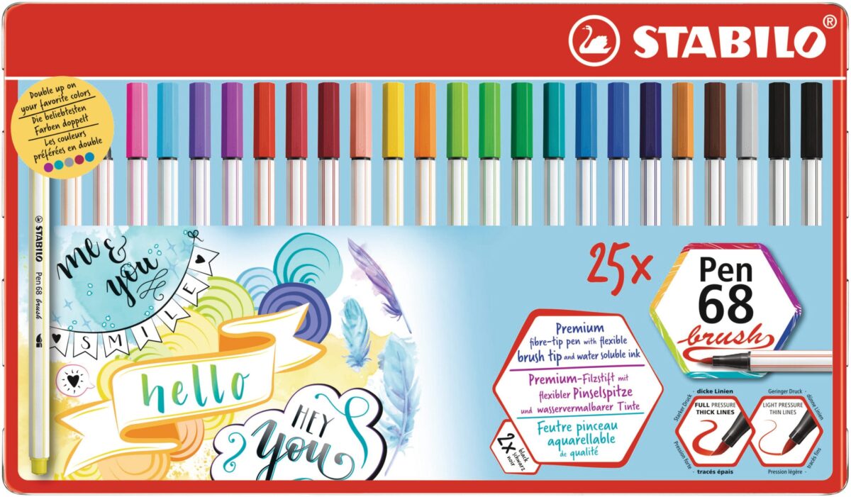 STABILO Fasermaler Pen 68 Brush 568/25-321 ass. 25 Stück Metalletui – Hochwertig & günstig bei ShopDeca