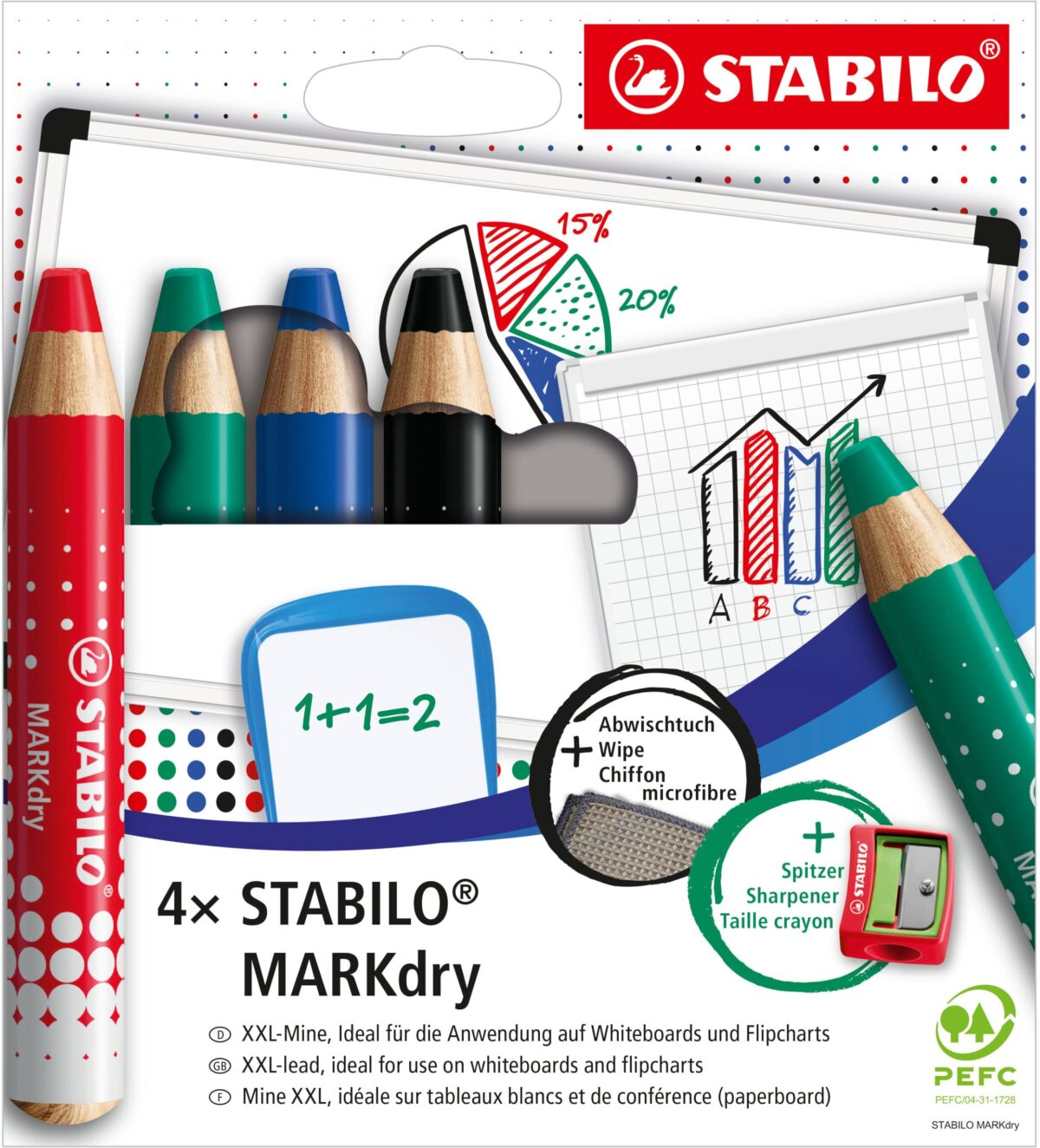 STABILO Whiteboardmarker MARKdry 648/4 4er Etui – Hochwertig & günstig bei ShopDeca