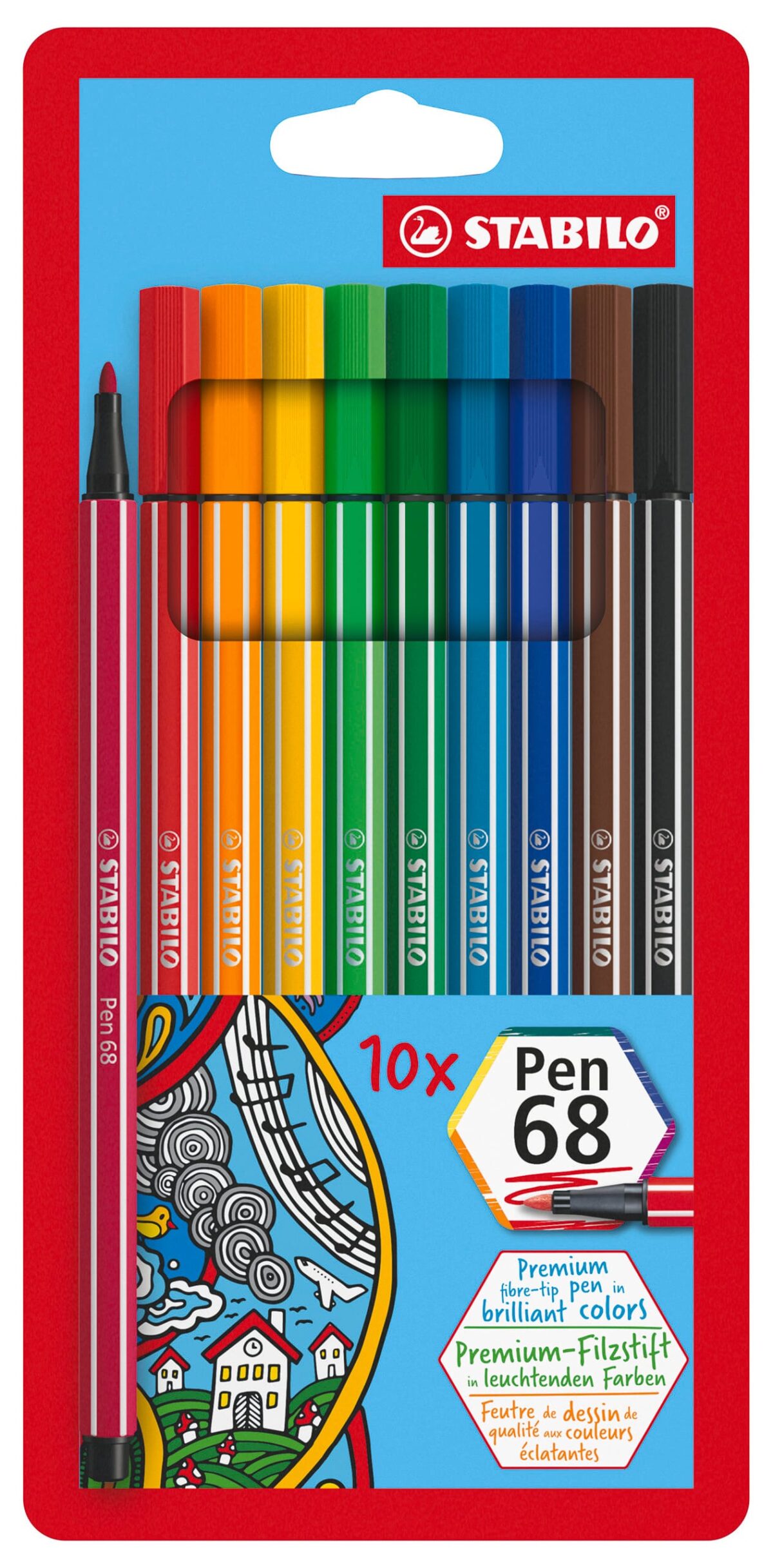 STABILO Fasermaler Pen 68 1mm 68/10 10 Farben ass. – Hochwertig & günstig bei ShopDeca