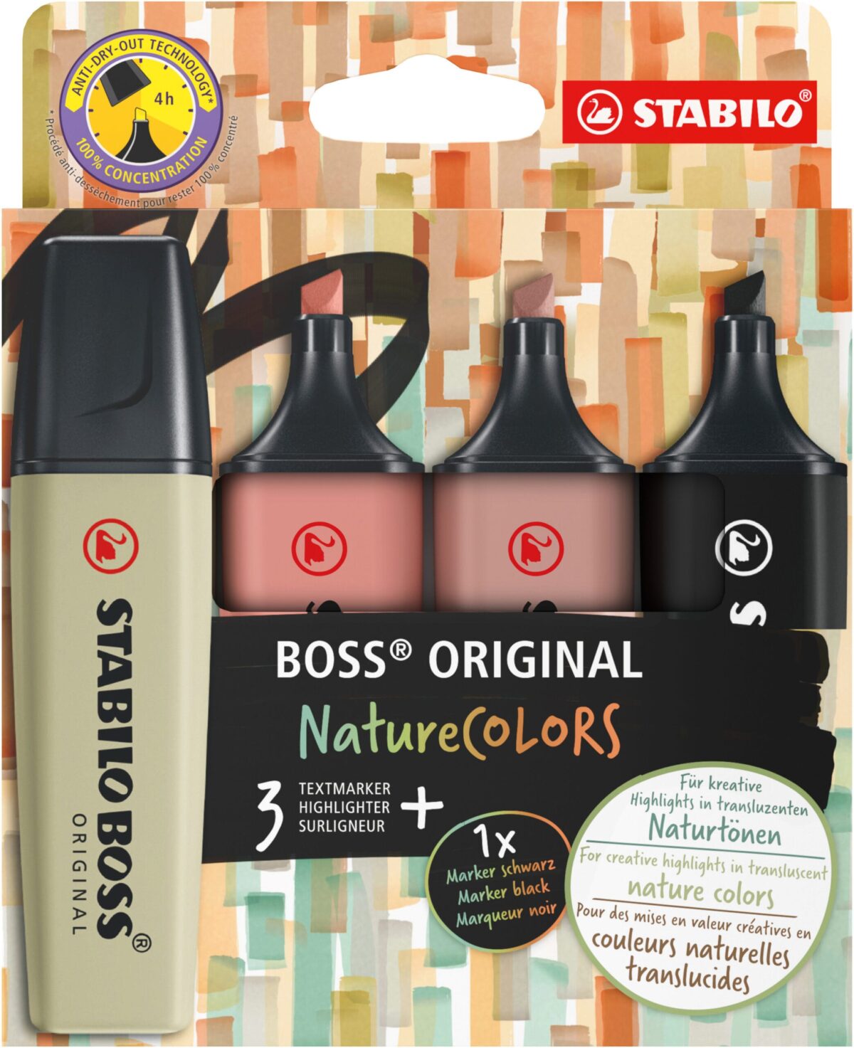 STABILO Boss Leuchtmarker Original 70/4-2-3 Nature Colors 3 + 1 schwarz – Hochwertig & günstig bei ShopDeca