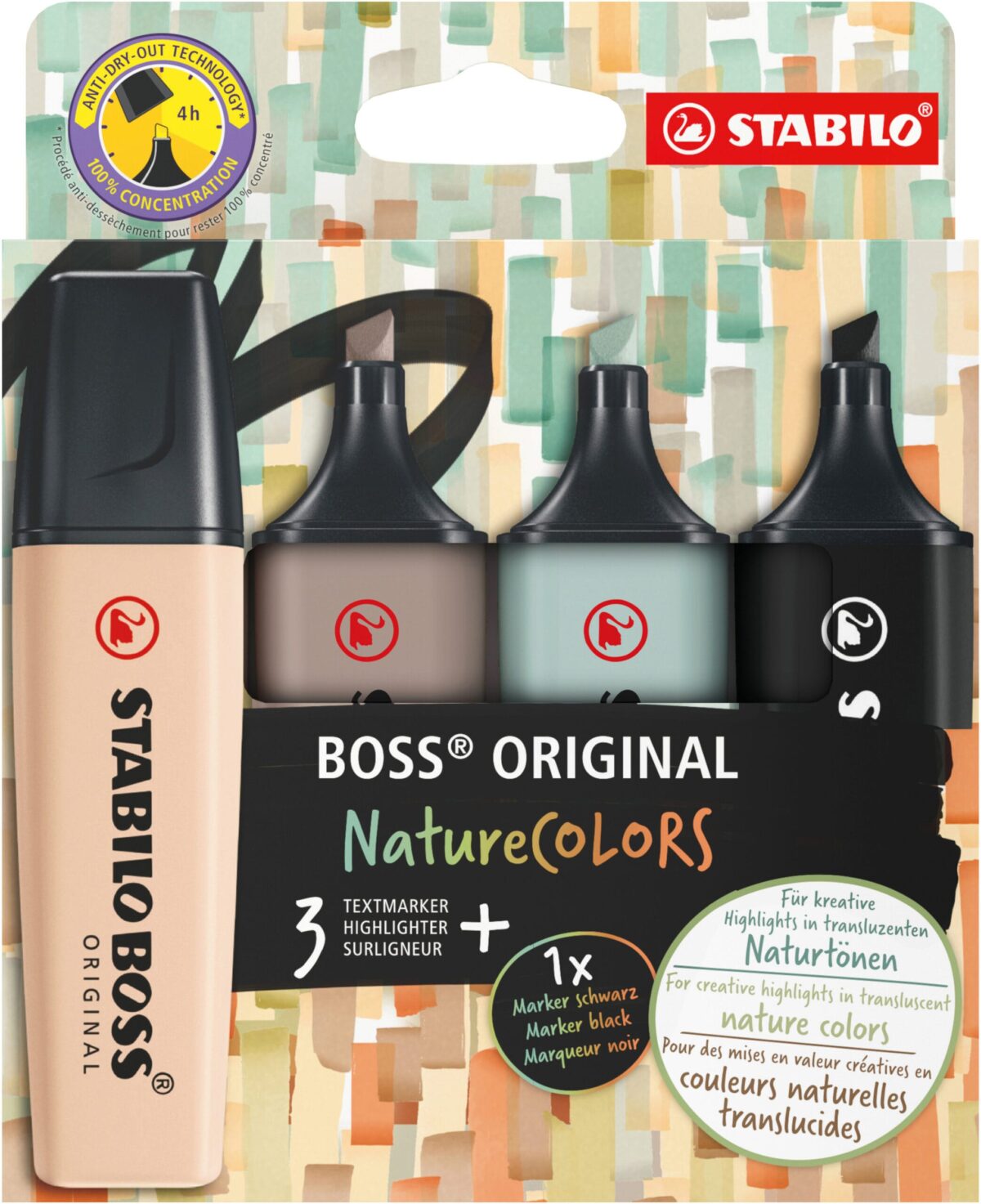STABILO Boss Leuchtmarker Original 70/4-2-5 Nature Colors 3 + 1 schwarz – Hochwertig & günstig bei ShopDeca