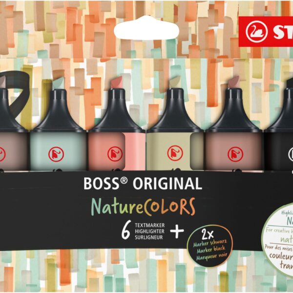 STABILO Boss Leuchtmarker Original 70/8-2-1 Nature Colors 6 + 2 schwarz