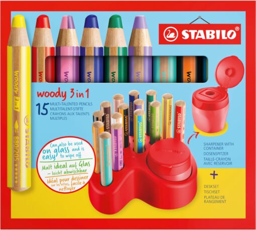 STABILO Farbstift Woody 3 in 1 8802-15-01 Tischset, 15-teilig ass.