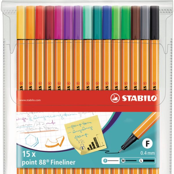 STABILO Feinschreiber point 88 0.4mm 8815-1 standard/neon 15 Stück