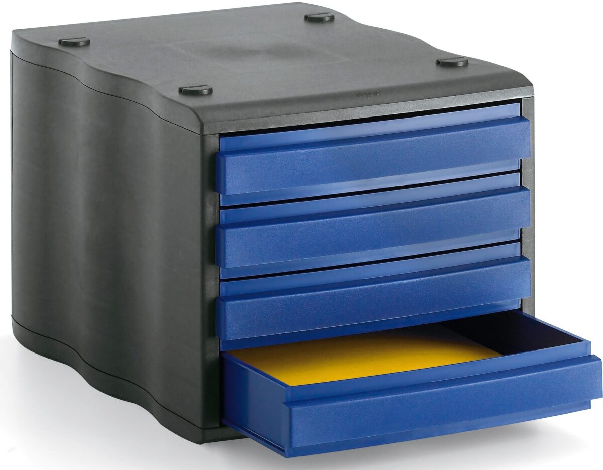 STYRO Schubladenbox schwarz/blau 248850039 4 Fächer – Hochwertig & günstig bei ShopDeca