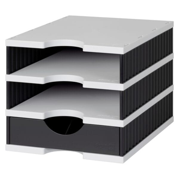 STYRO Ablagesystem styrodoc 268-0103.9895S bk/grau,3 Fächer 248x331x225mm