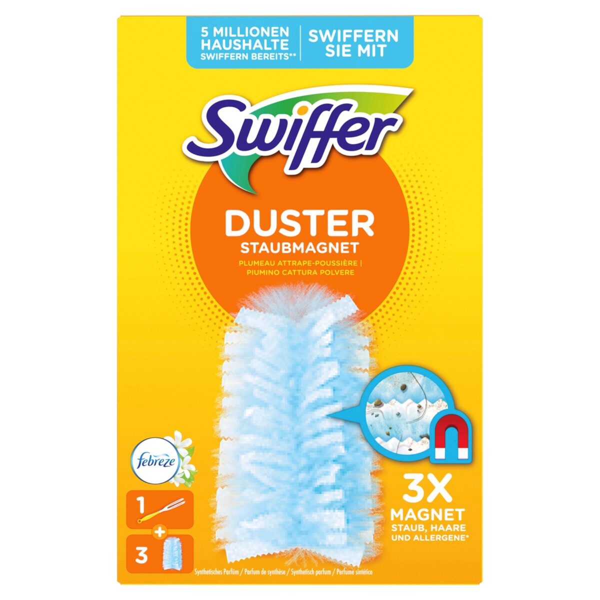 SWIFFER Staubmagnet Starterset 970084 Febrezeduft Griff + 3 Tücher – Hochwertig & günstig bei ShopDeca