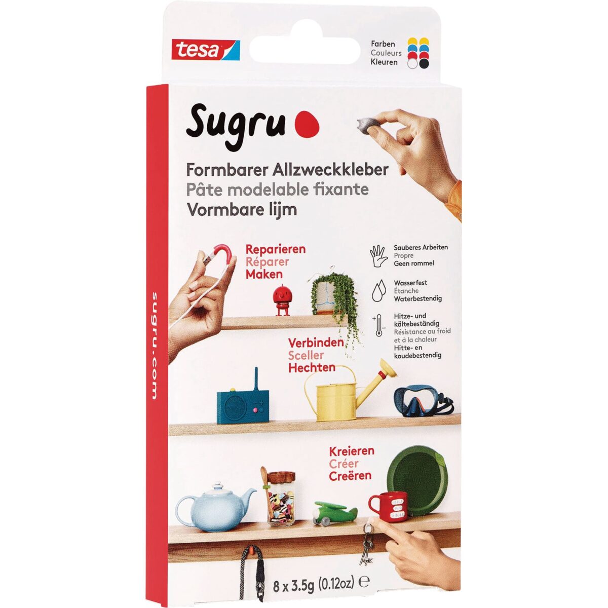 TESA Klebeknete Sugru 8 41284-00001 rot,blau,gelb,schw,ws 3x3.5g – Hochwertig & günstig bei ShopDeca
