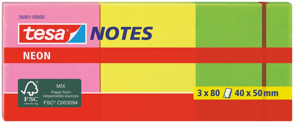 TESA Neon Notes 40x50mm 560010000 3 Farben ass. 3x80 Blatt – Hochwertig & günstig bei ShopDeca