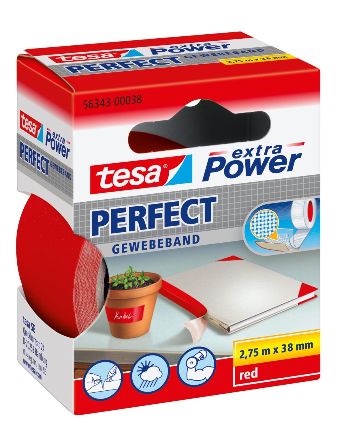 TESA Extra Power Perfect 2.75mx38mm 563430003 Gewebeband. rot – Hochwertig & günstig bei ShopDeca