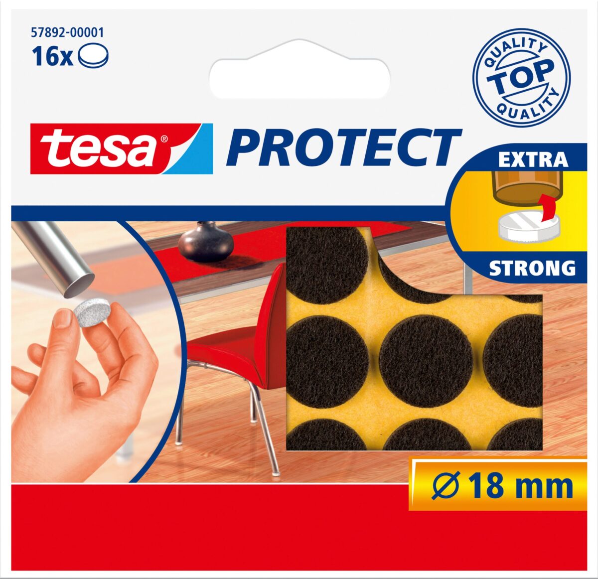 TESA Filzgleiter Protect 18mm 578920000 braun, rund 16 Stück – Hochwertig & günstig bei ShopDeca