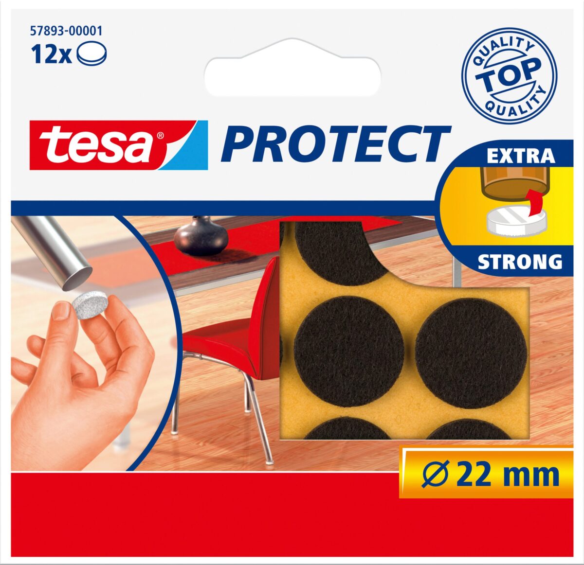 TESA Filzgleiter Protect 22mm 578930000 braun, rund 12 Stück – Hochwertig & günstig bei ShopDeca