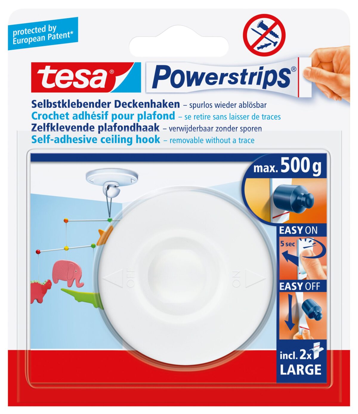 TESA Powerstrips Deckenhaken 580290002 weiss, Belastbarkeit 500gr. – Hochwertig & günstig bei ShopDeca