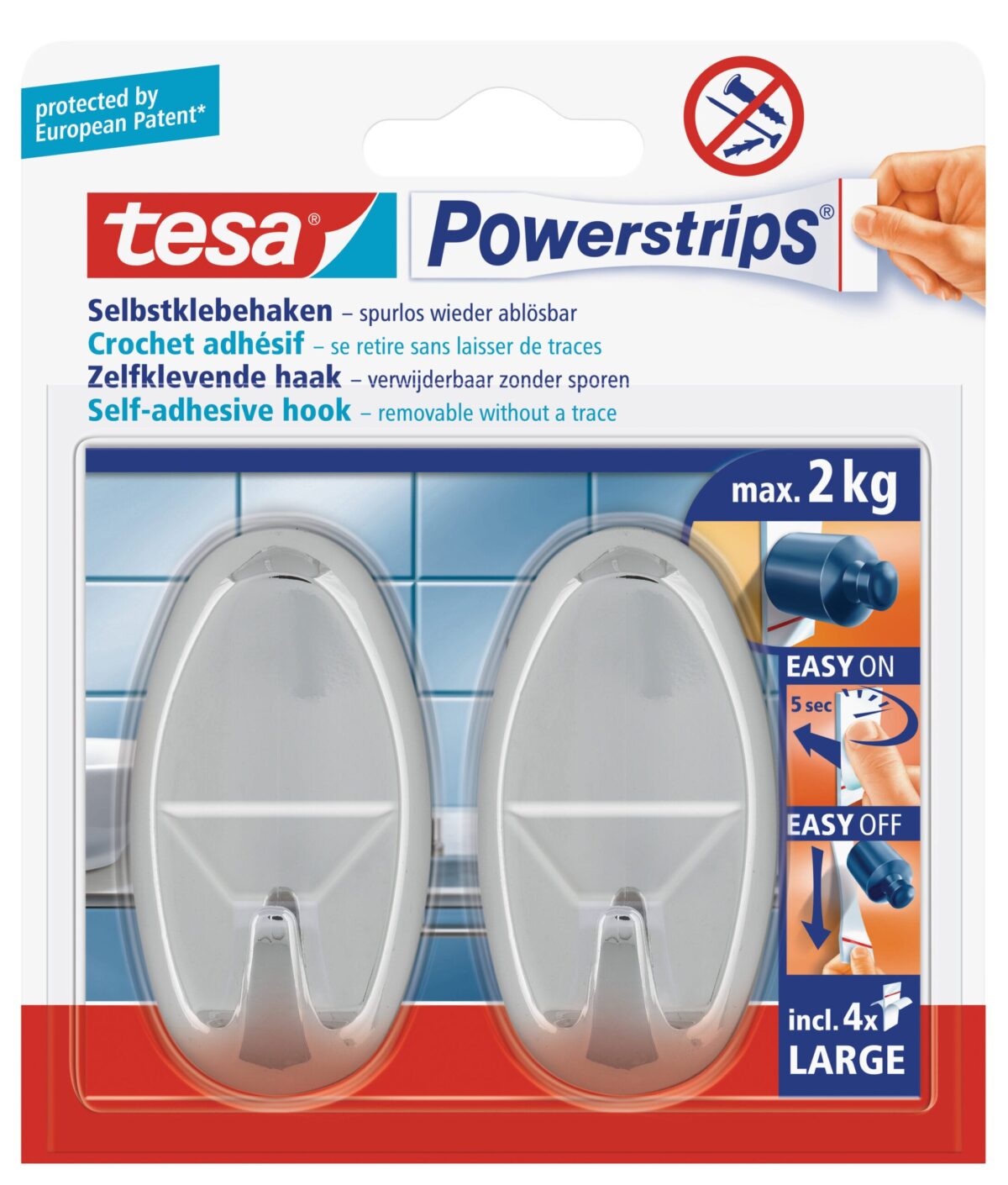 TESA Powerstrips Haken L 580500001 chrom – Hochwertig & günstig bei ShopDeca