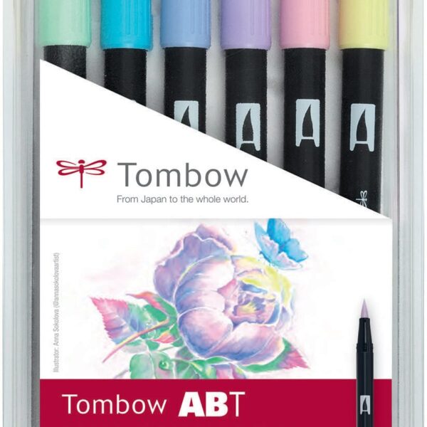 TOMBOW ABT Dual Brush Pen ABT-6P-2 6er Set Pastellfarben