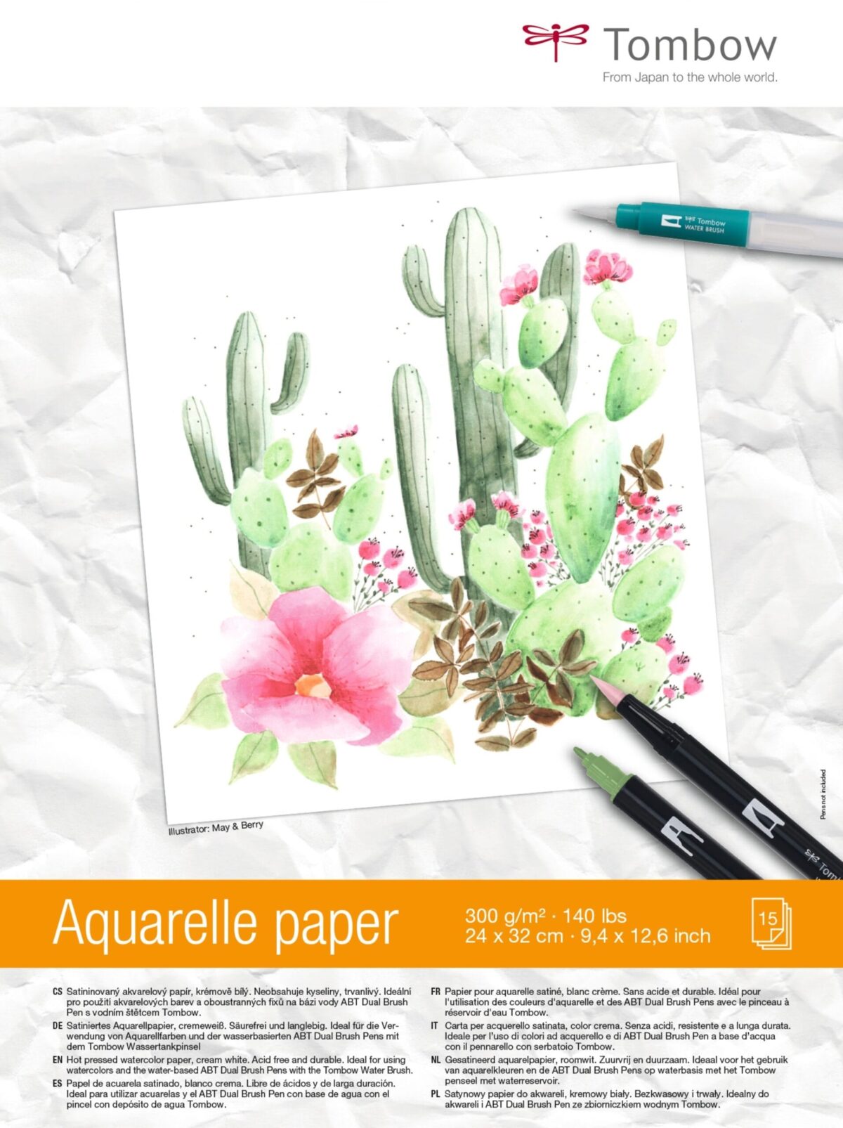 TOMBOW Aquarellblock 24x32mm PB-AQUA 300g, 15 Blatt – Hochwertig & günstig bei ShopDeca