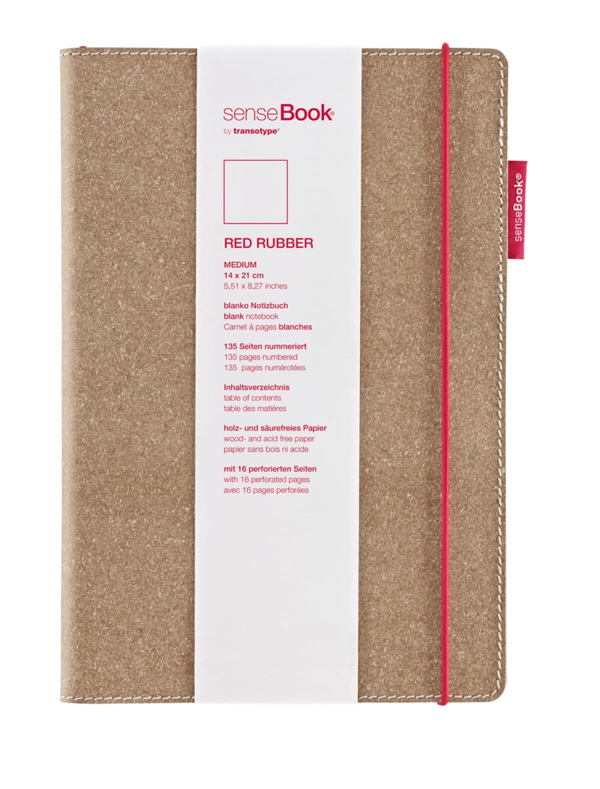 TRANSOTYPE senseBook RED RUBBER A5 75020500 blanko, M, 135 Seiten beige – Hochwertig & günstig bei ShopDeca
