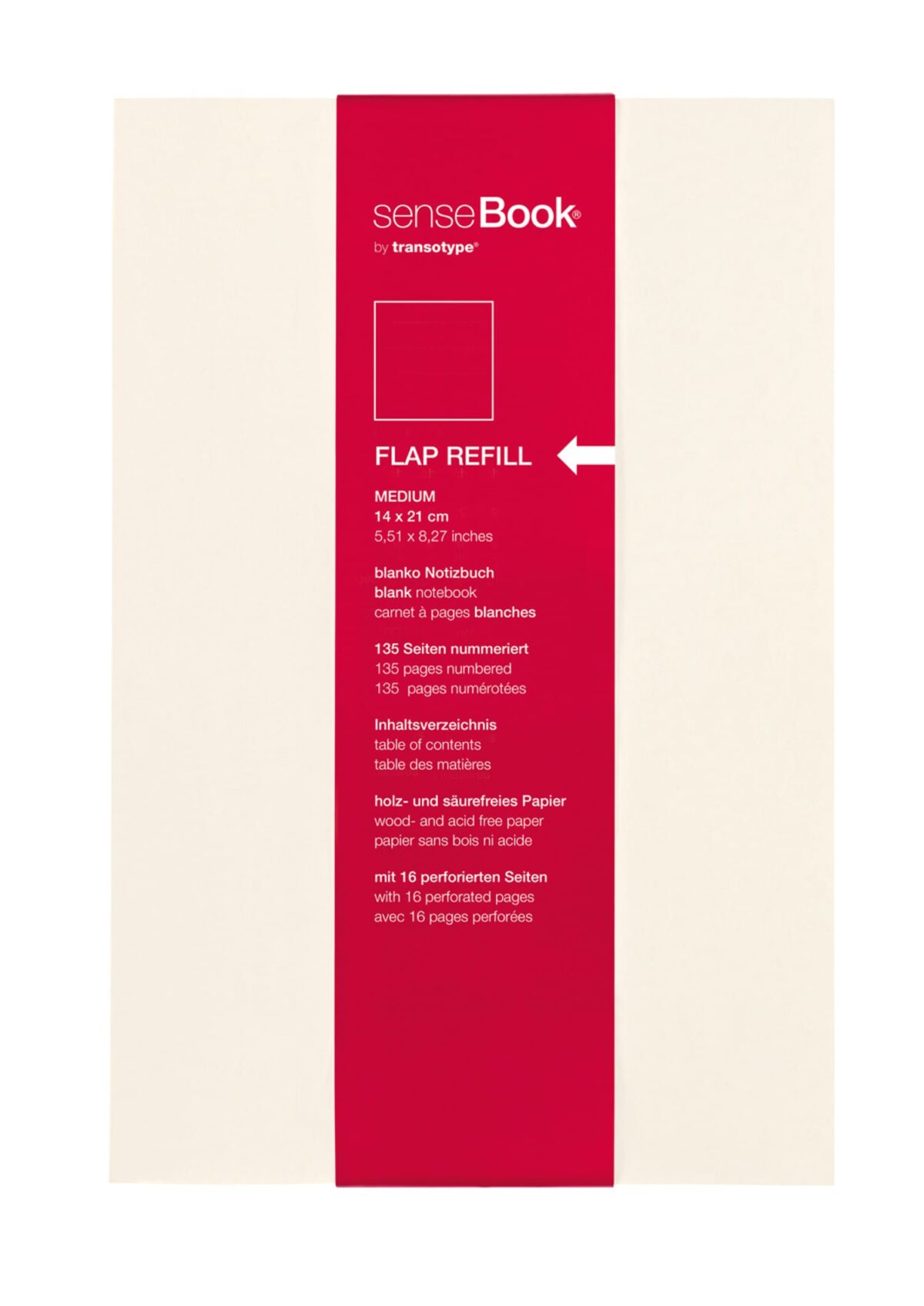 TRANSOTYPE senseBook FLAP REFILL A5 75510500 blanko, M, 135 Seiten beige – Hochwertig & günstig bei ShopDeca