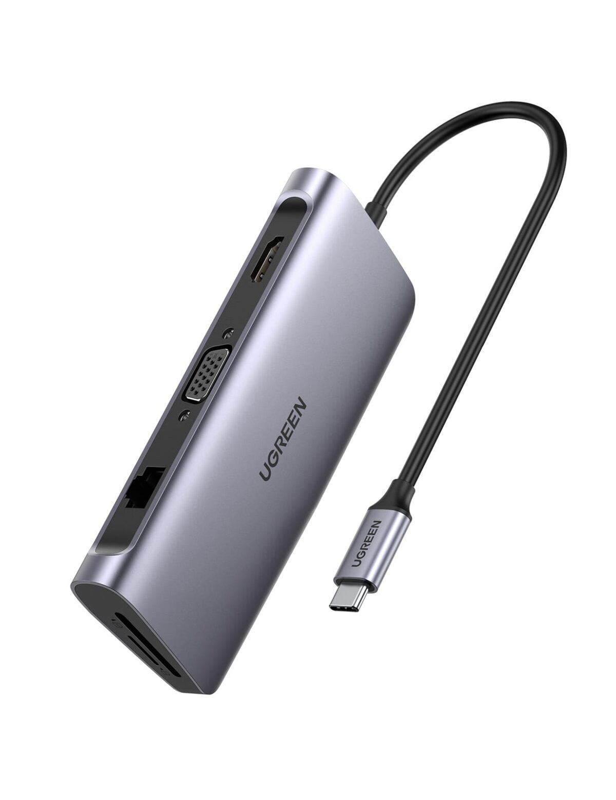 UGREEN USB-C Hub 9in1 HDMI ,VGA,RJ45 40873 SD TF,3xUSB-A,USB-C PD,silver – Hochwertig & günstig bei ShopDeca
