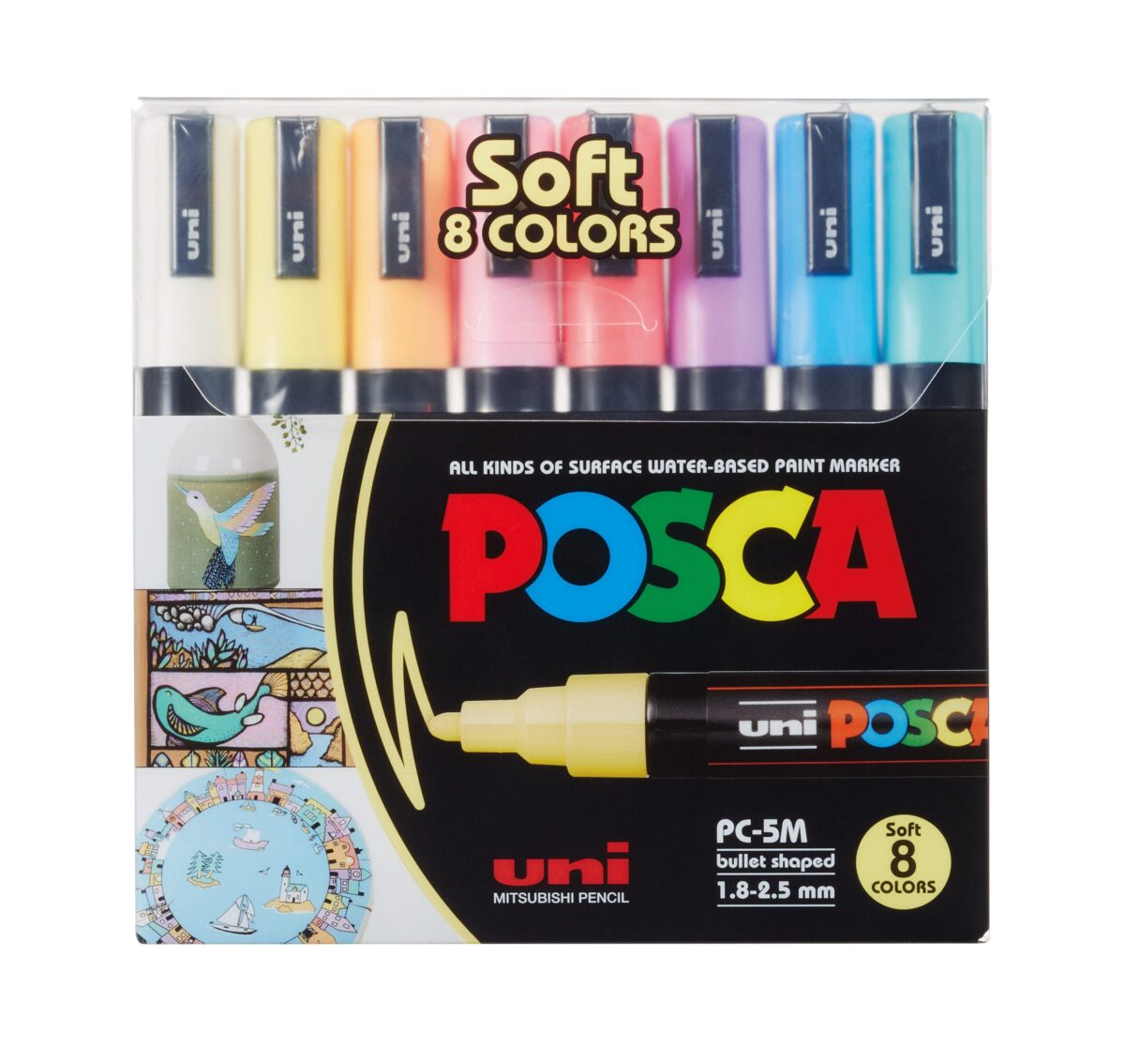 UNI-BALL Marker Posca 1.8-2.5mm PC-5M SOFT COLORS 8C 8 Farben ass. – Hochwertig & günstig bei ShopDeca