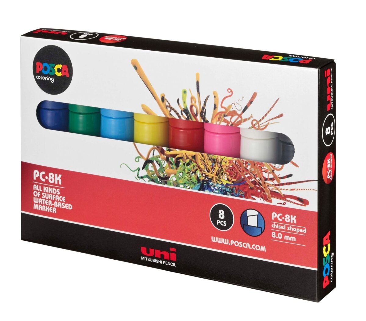 UNI-BALL Posca Marker 8mm PC-8K 8P 8 Farben ass. 8 Stück – Hochwertig & günstig bei ShopDeca
