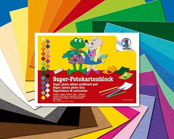 URSUS Fotokarton 24x34cm 3760000 25 Farben ass. 25 Blatt