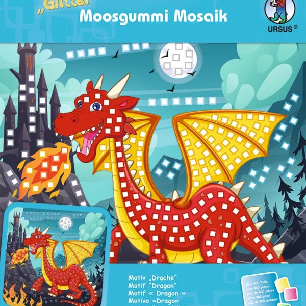 URSUS Moosgummi Mosaik 8420016 Glitter Drache 25x25cm