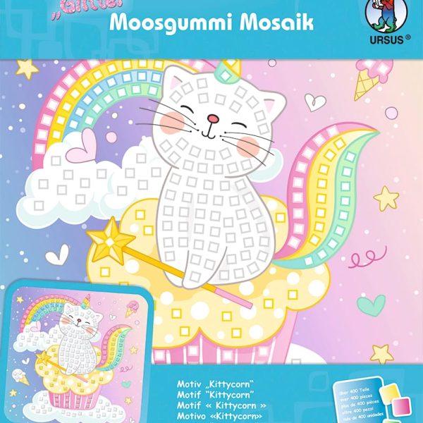 URSUS Moosgummi Mosaik 8420018 Glitter Kittycorn 25x25cm