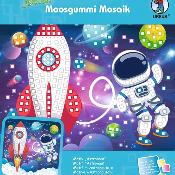 URSUS Moosgummi Mosaik 8420019 Glitter Astronaut 25x25cm