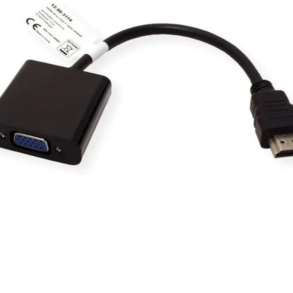 VALUE HDMI - VGA Adapter 12.99.3114 Black, ST/BU, 1080p 15cm