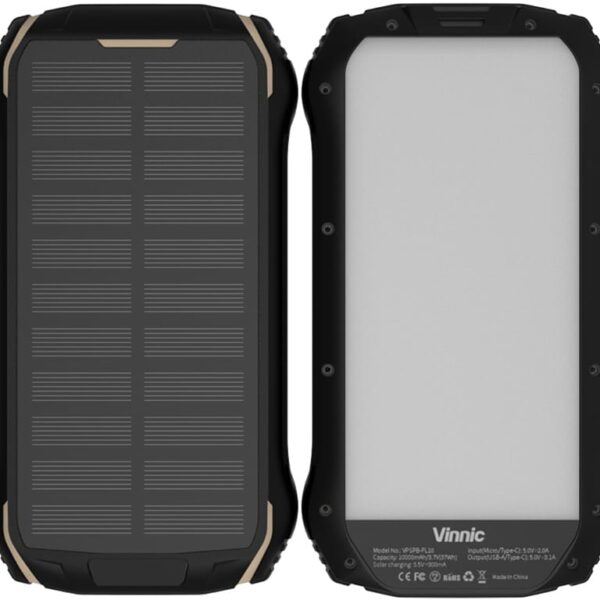 VINNIC Solar Powerbank 10'000 mAh VPSPB-FL10 w/Full LED Panel