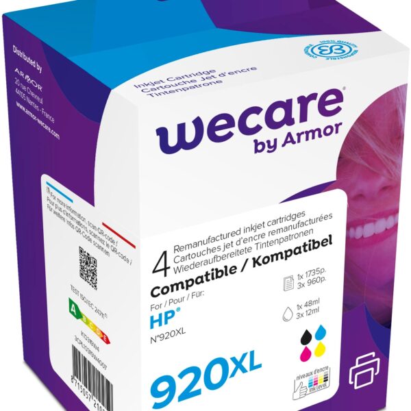 WECARE Multipack 920XL rebuilt CMYBK C2N92AEWE z.HP OfficeJet 6500 48/3x12ml