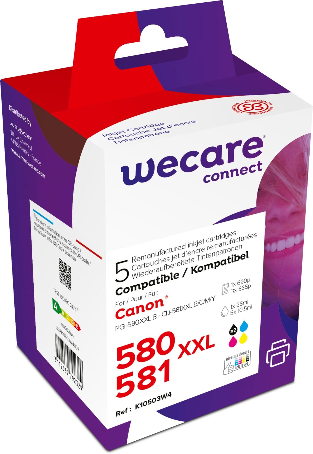 WECARE Multipack XXL rebuilt BKCMY CLI-581XXLPACKWE zu Canon Pixma TS6150 25ml – Hochwertig & günstig bei ShopDeca