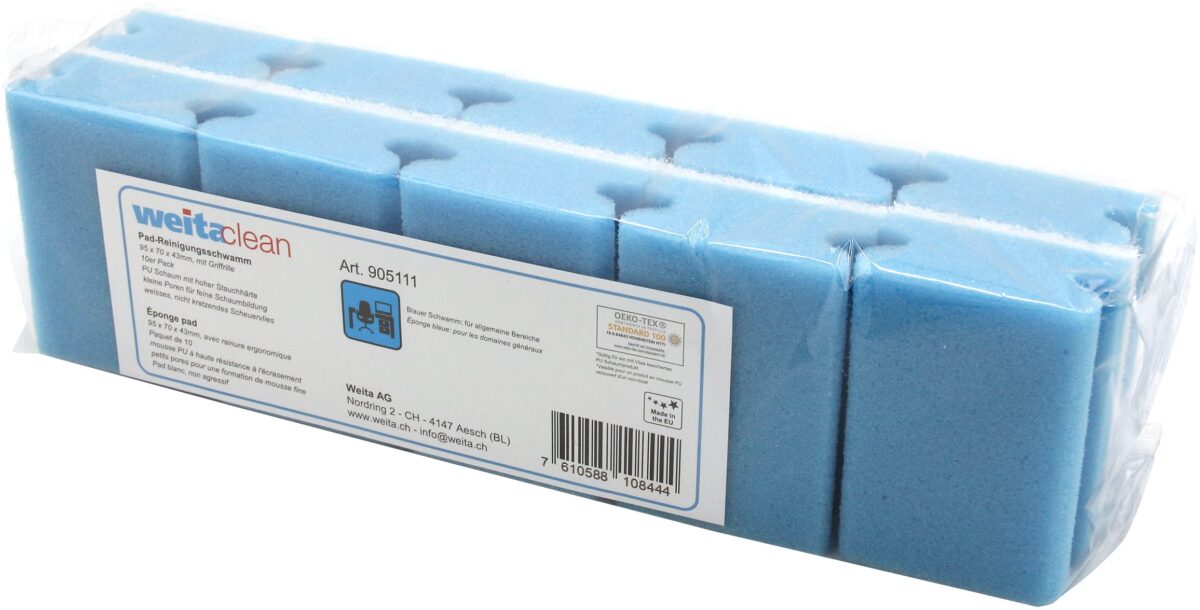 WEITACLEAN Padschwamm 95x70x43mm 5028020 blau, kratzfrei 10 Stück – Hochwertig & günstig bei ShopDeca