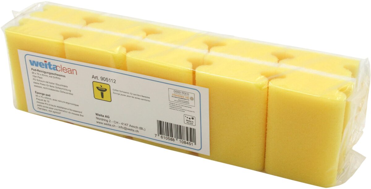 WEITACLEAN Padschwamm 95x70x43mm 5028021 gelb, kratzfrei 10 Stück – Hochwertig & günstig bei ShopDeca