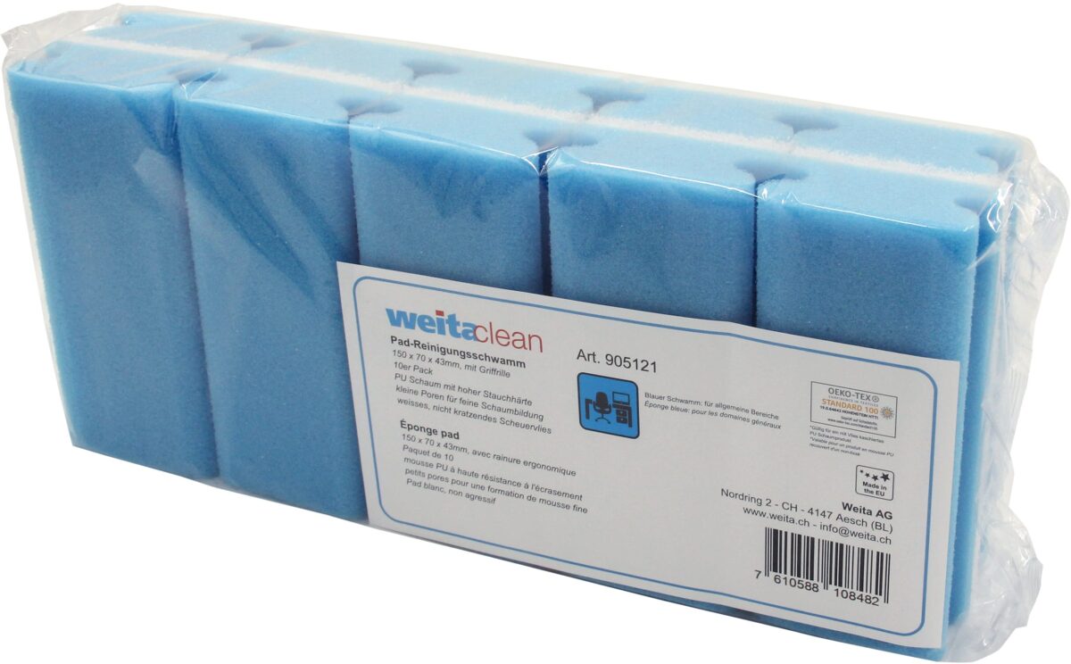 WEITACLEAN Padschwamm 150x70x43mm 5028024 blau, kratzfrei 10 Stück – Hochwertig & günstig bei ShopDeca