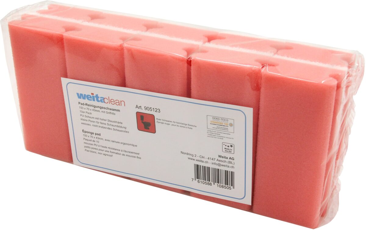 WEITACLEAN Padschwamm 150x70x43mm 5028025 rot, kratzfrei 10 Stück – Hochwertig & günstig bei ShopDeca