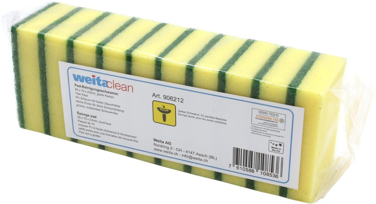 WEITACLEAN Padschwamm 95x70x23mm 5028030 gelb, kraztend 10 Stück – Hochwertig & günstig bei ShopDeca