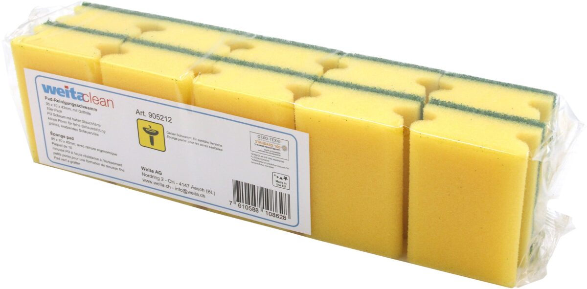 WEITACLEAN Padschwamm 95x70x43mm 5028030 gelb, kratzend 10 Stück – Hochwertig & günstig bei ShopDeca