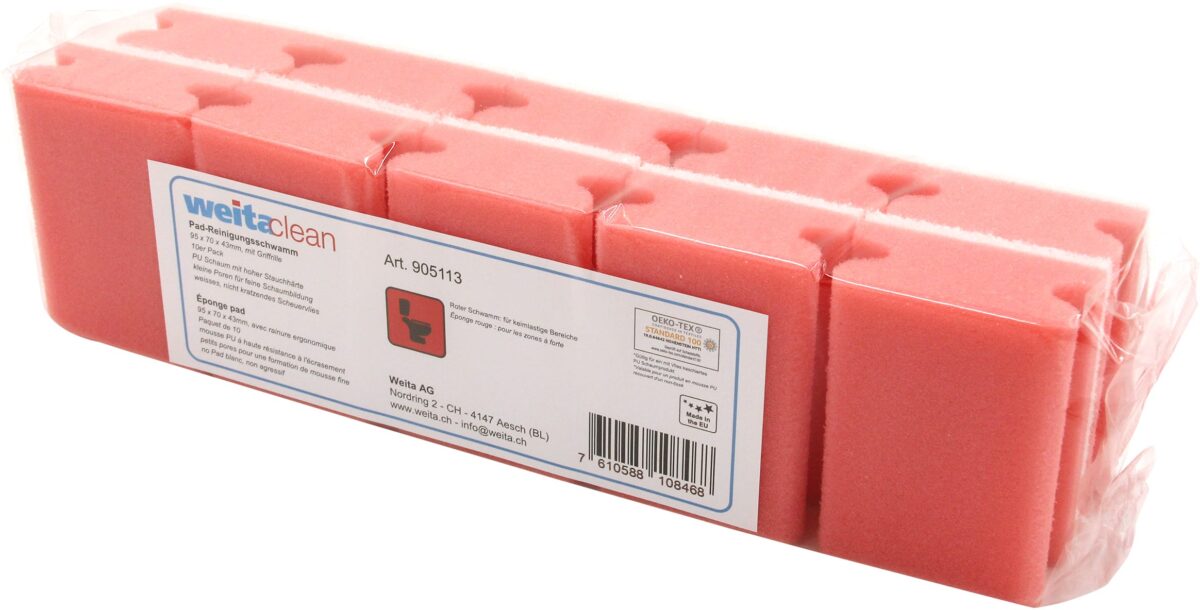 WEITACLEAN Padschwamm 95x70x43mm 5028031 rot, kratzfrei 10 Stück – Hochwertig & günstig bei ShopDeca