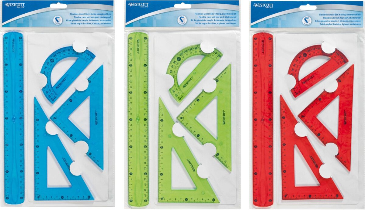 WESTCOTT Geometrie-Set Flexi E-10302 00 blau/rot/grün 4-teilig – Hochwertig & günstig bei ShopDeca