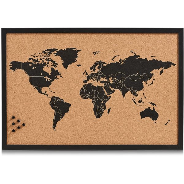 ZELLER Pinboard World 59x40 cm 11571 schwarz