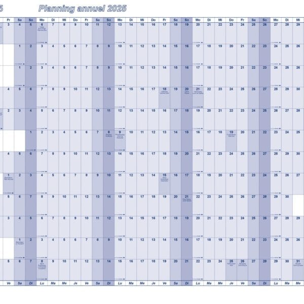 BEREC Jahresplaner quer 2026 B 5666 TF/26 1J/1S blau plastifiz. 60x90cm