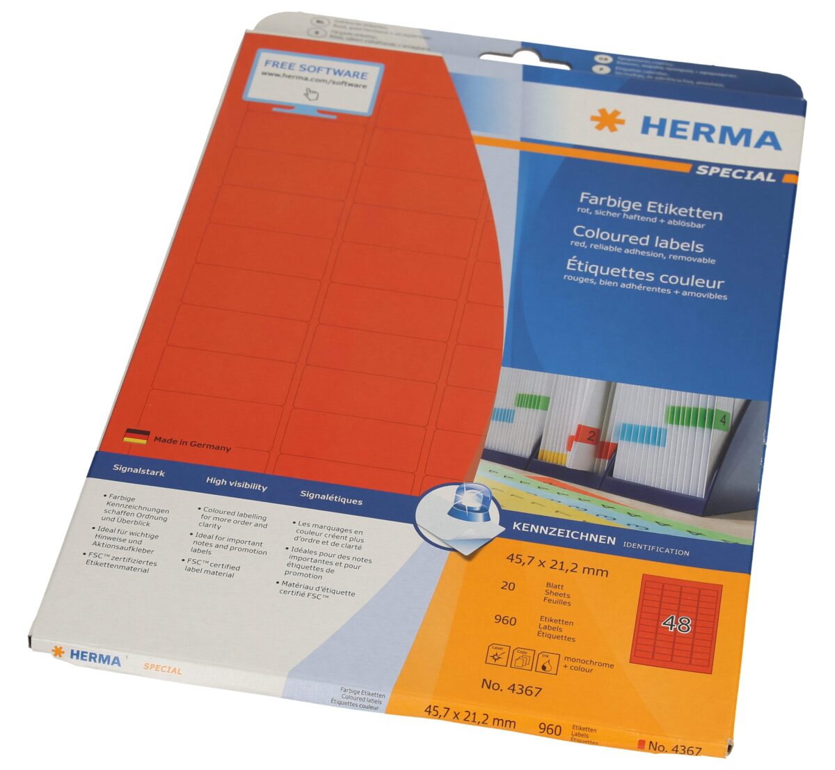 HERMA Etiketten 45.7x 21.2mm 4367 rot 960 Stück, 20 Blatt – Hochwertig & günstig bei ShopDeca