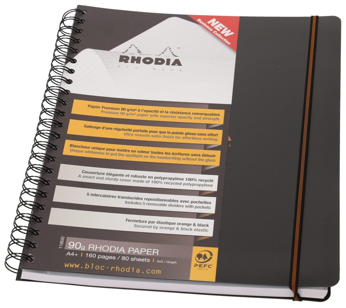 RHODIA Office Pro Book, 5 Register A4 119930C PP schwarz, kariert 160 Seiten – Hochwertig & günstig bei ShopDeca
