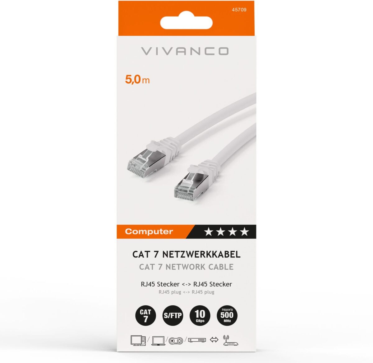VIVANCO Netzwerkkabel CAT 7 5m 45709 Twisted Pair – Hochwertig & günstig bei ShopDeca