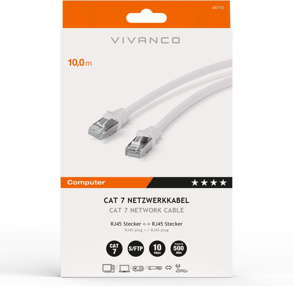 VIVANCO Netzwerkkabel CAT 7 10m 45710 Twisted Pair – Hochwertig & günstig bei ShopDeca